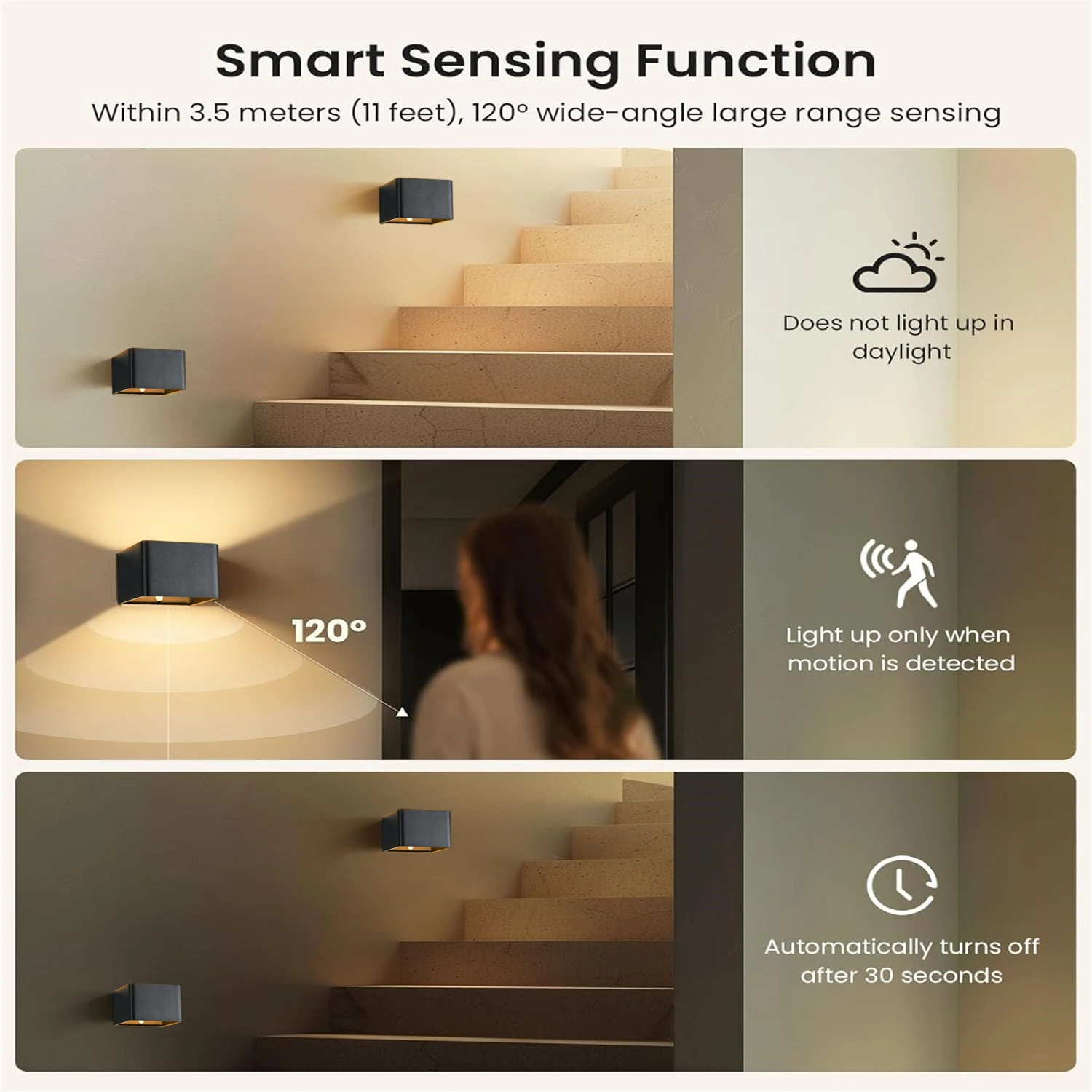 Wiring-Free Rechargeable Battery-Powered Wall Lamp Sports Sensor Wall Lamp Remote Control 3-Color Wireless Led Indoor up and down 4000Mah Brightness Adjustable Magnetic Lamp Bedroom Living Room Corridor Led motion sensor light,led light,led wall lamp,wall light