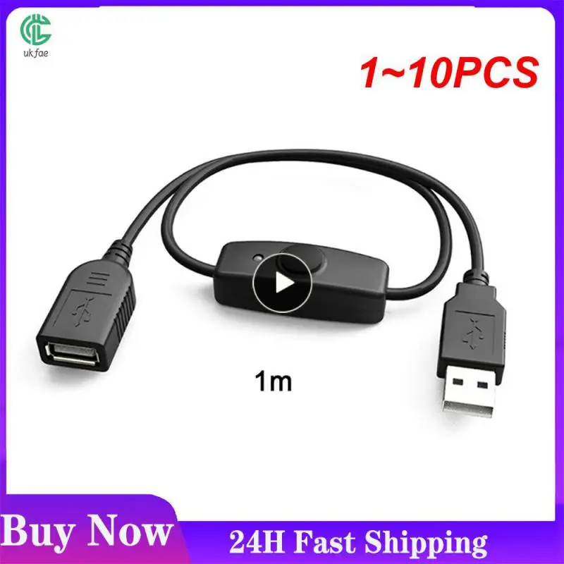 1 ~ 10Pcs Data Sync Usb 2.0/3.0 Extender Cavo Di Prolunga Usb Con Interruttore On Off Indicatore Led Per Raspberry Pi Pc Usb Fan Led