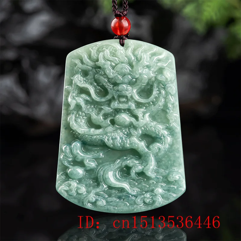 

Natural Burmese Emerald Jade Zodiac Dragon Pendant Necklace Jewellery Fashion Ccessories Hand-Carved Man Woman Man Gifts