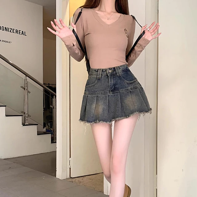 スカート 90s Euro remake denim short skirt y2k 71-5hd0E52L._UY1000_.jpg