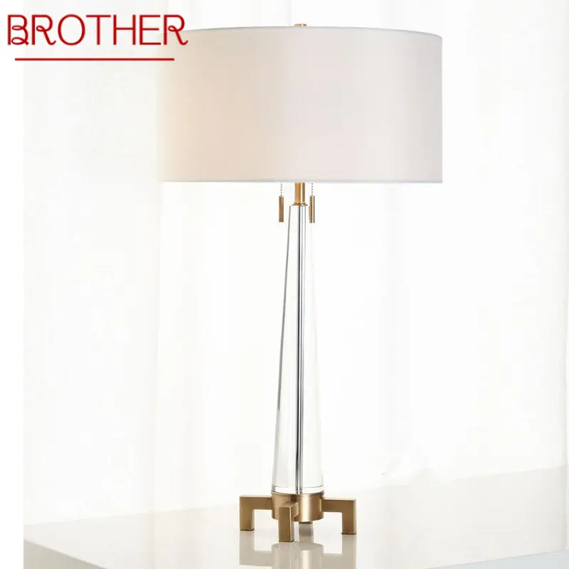 

BROTHER Modern Crystal Table Lamp LED Nordic White Creative Bedside Desk Light Decor for Home Living Room Bedroom Hotel