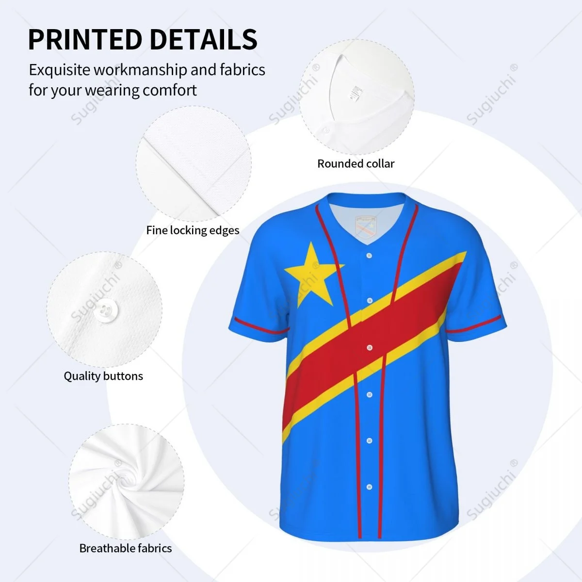 3D Printed Democratic Republic Of Congo Flag Men Baseball Mesh Sports T-shirt Tees Name Nunber