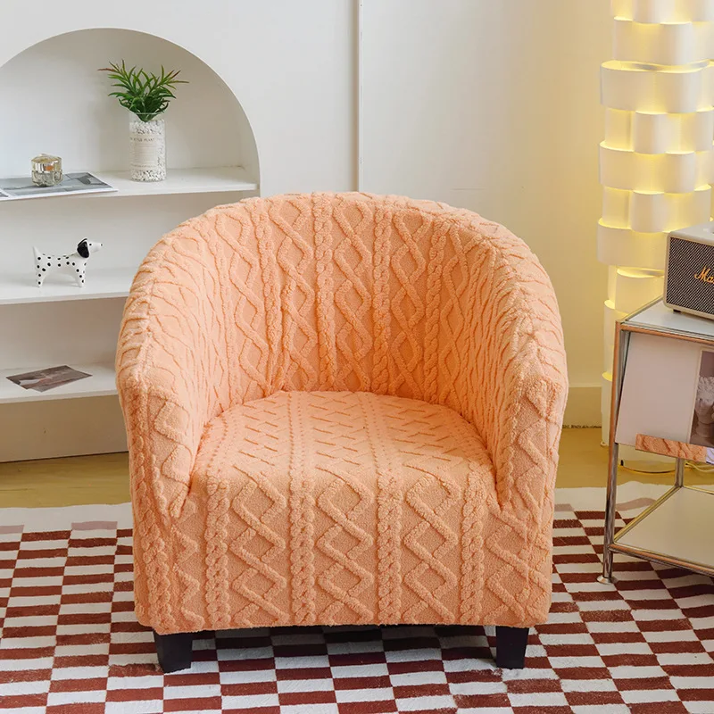

Solid Color Jacquard Tub Chair Cover Home Club Bar Counter Spandex Armchair Slipcovers Elastic Soft Single Sofa Chair Covers