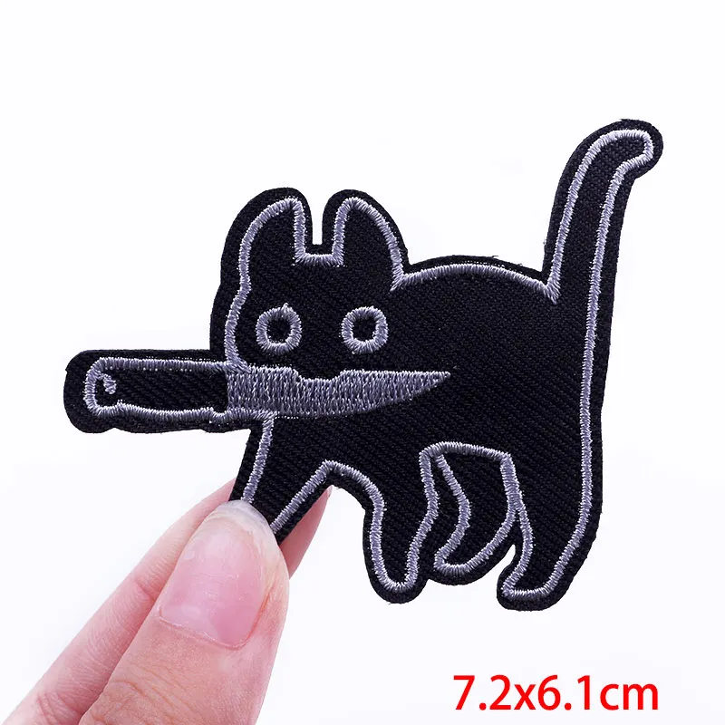 Cute Cat Embroidered Patches For Clothing Thermoadhesive Patches On Kids Clothes Applique DIY Cartoon Badges Animal Stickers