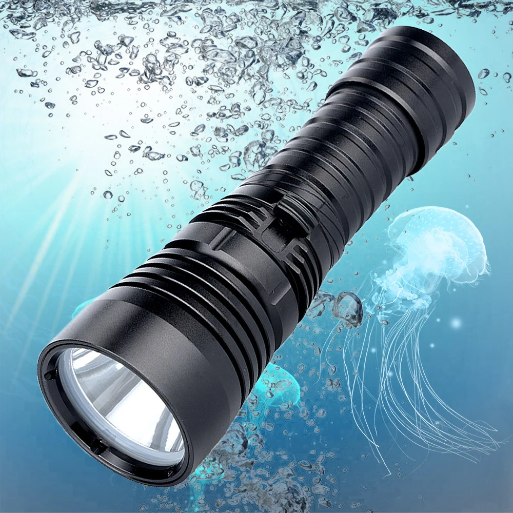 

Super Bright diving Tactical lights Waterproof Flashlights XM-L2 White /Yellow light 26650 Camping LED Diving Torch headlight