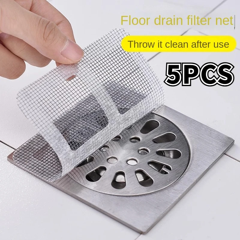 Floor Drain Sticker 5PCS Disposable Bathroom Kitchen Sewer Anti-blocking Insect-proof Self-adhesive Paper