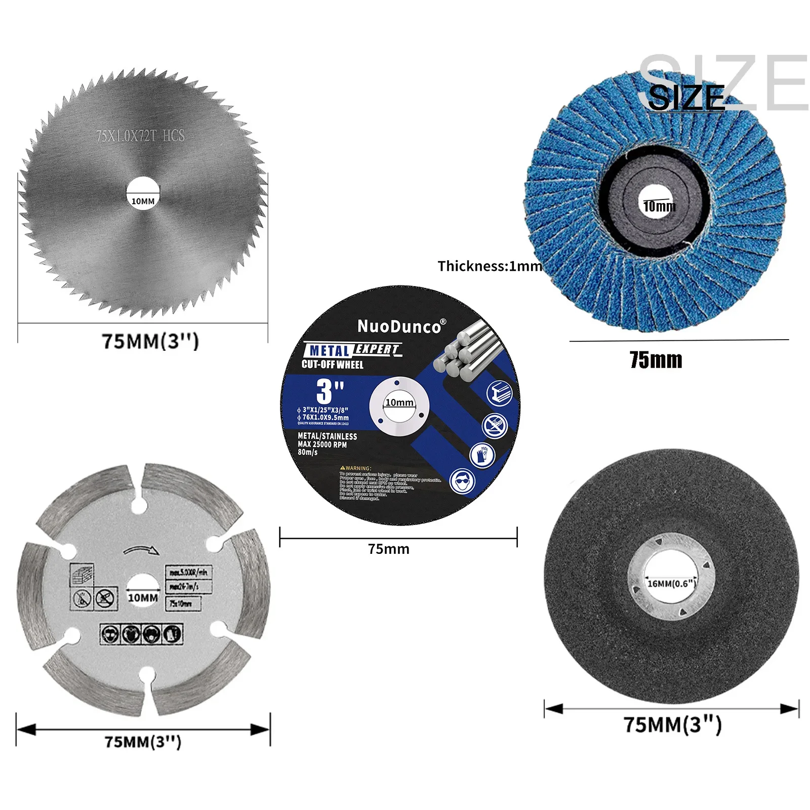 5pcs75mm Cutting Disc Stone Cutting Wheel Mini Saw Blade Angle Grinder Grinding Wheel for Metal Wood Stone Iron Plastic Cutting Blade Saw Blade Grinding Wheel