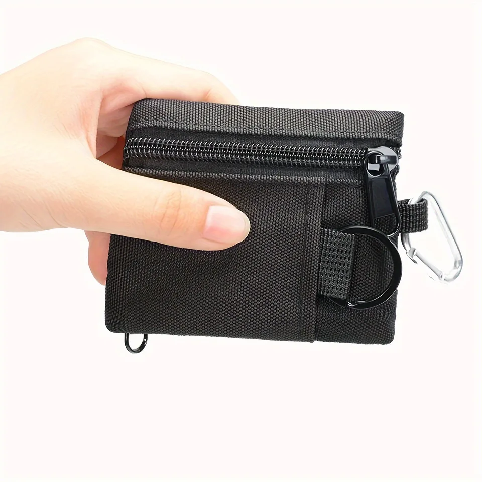 NVGVUP 4 Pezzi Mini Portamonete con Cerniera, Porta Monete in Tessuto Oxford, Mini Portafoglio Portatile per Donna Uomo (Nero + Grigio + Verde + Blu