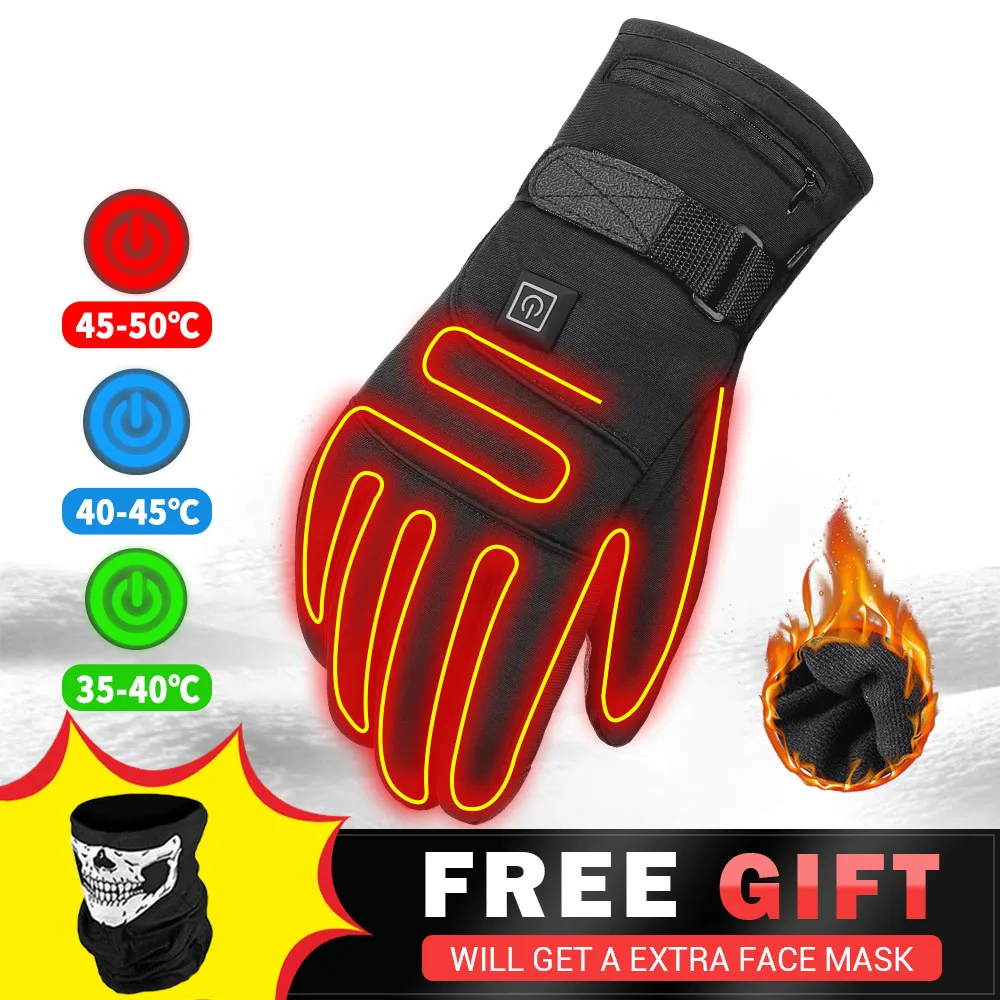 

Winter Warm Electric Heated Gloves Thermal Heat Gloves Motorcycle Skiing Snowboarding Waterproof Heated Rechargeable Gloves