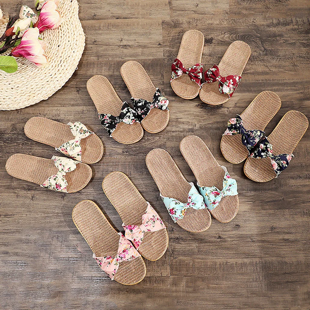 New Summer Ladies Slippers Outdoor Beach Sandals Bohemian Ethnic Style Handmade Espadrilles Platform Slippers Flip Flops Women