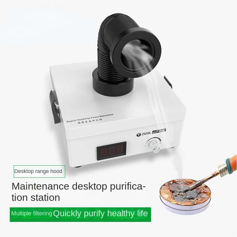 

2UUL Fume Extractor Desktop Soldering Smoke Purifier 3 Layer Filter Dust Purification System for Phone Repair Welding Absorbing