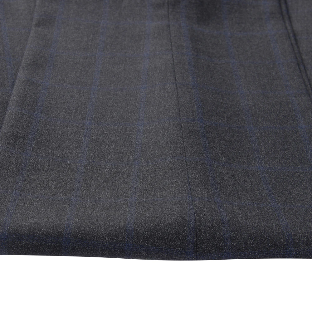 2025 Spring Fashion Luxury 100% Wool Super 120 Pure Wool Flannel Suits Tailor Made Suits Dark Gray Plaid Suits Custom Made Suits