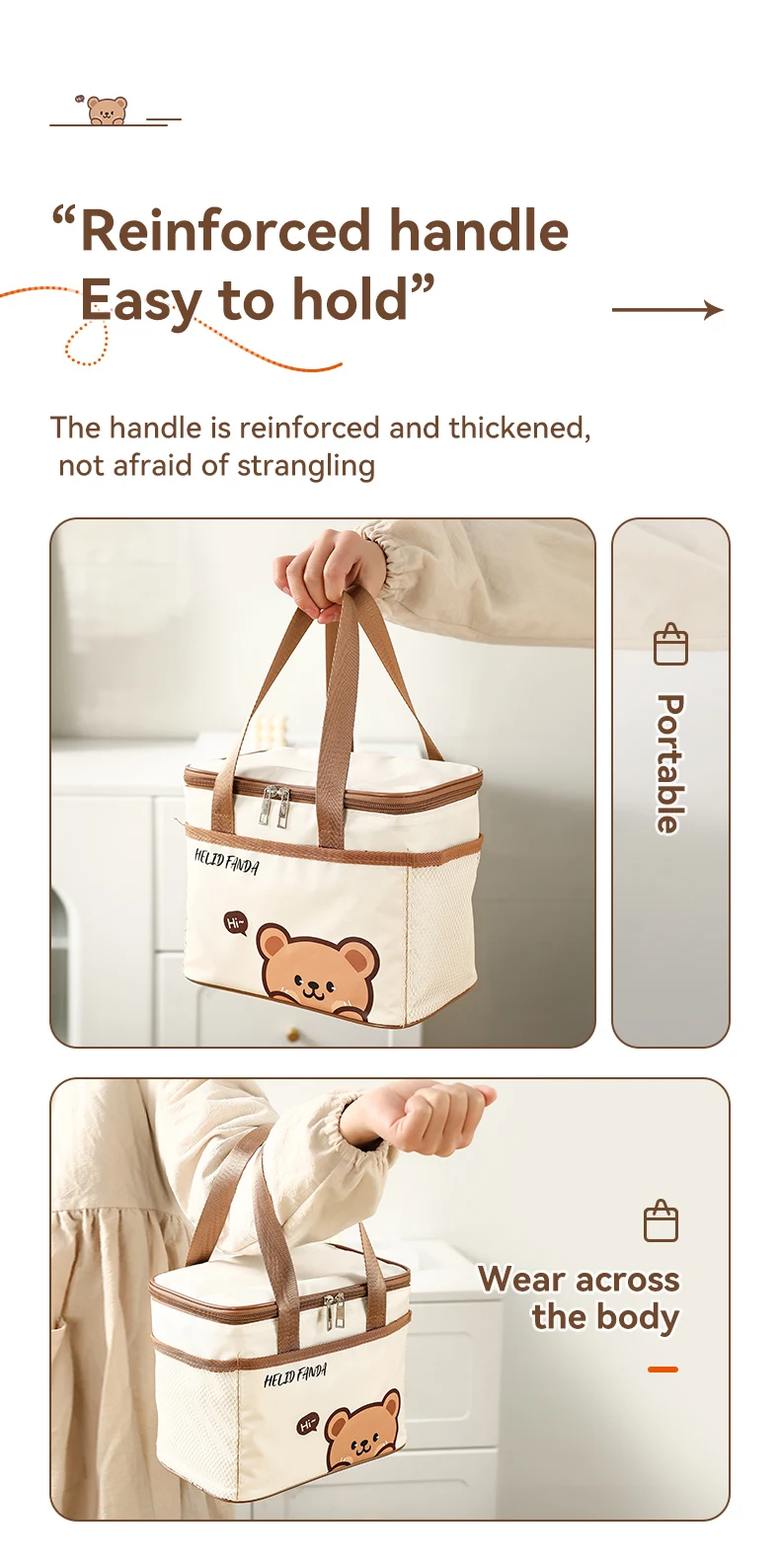 WORTHBUY Cute Thermal Lunch Box Bag Student Portable Large Capacity Insulated Lunch Bag Waterproof Reusable Picnic Cooler Bag_voghion.com