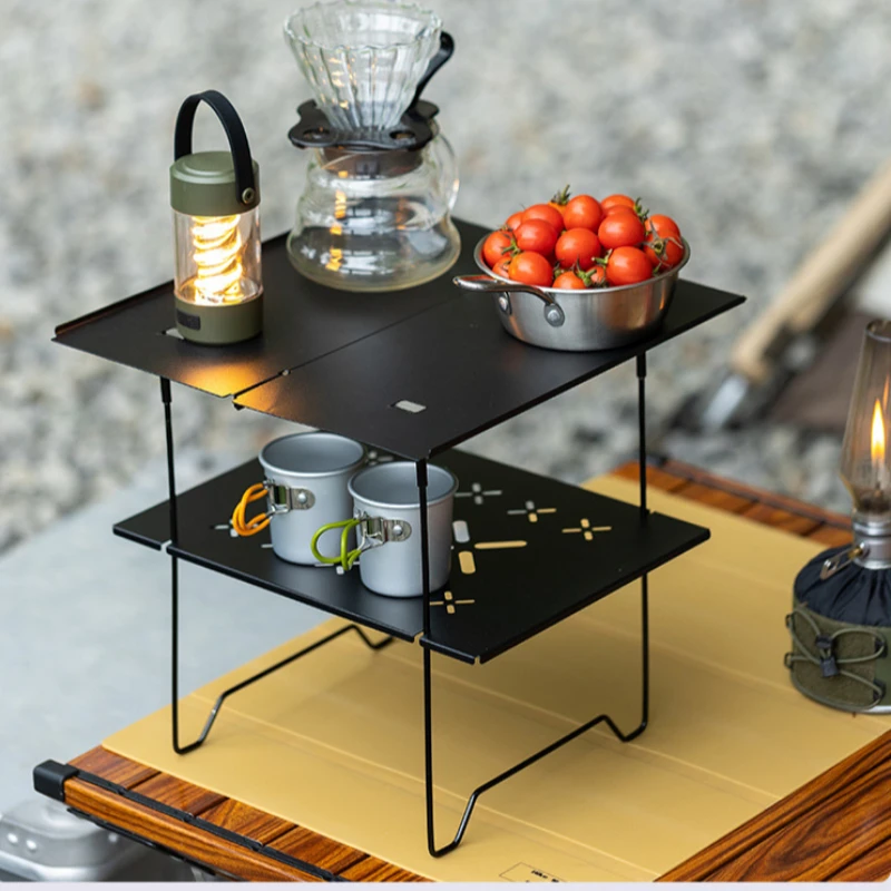 Description Picture 3 of itemOutdoor Double-layer Table Camping Picnic Foldable Small Table Travel Hiking Multifunctional Table Board Camping Gear Supplies