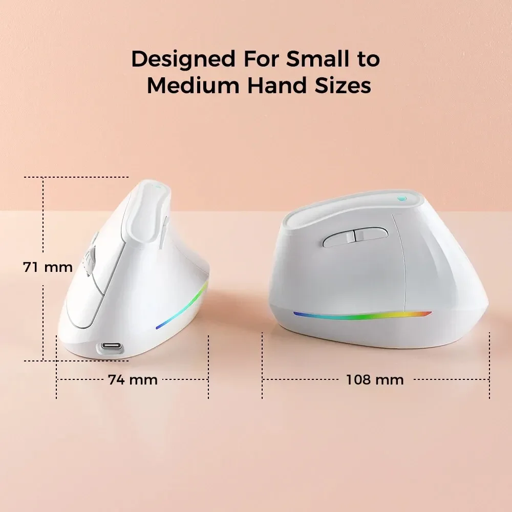 Kysona EM9 Vertical Wireless Bluetooth Silent Mouse Ergonomics RGB4000DPI Rechargeable Button Office Gaming Mouse Laptop PC