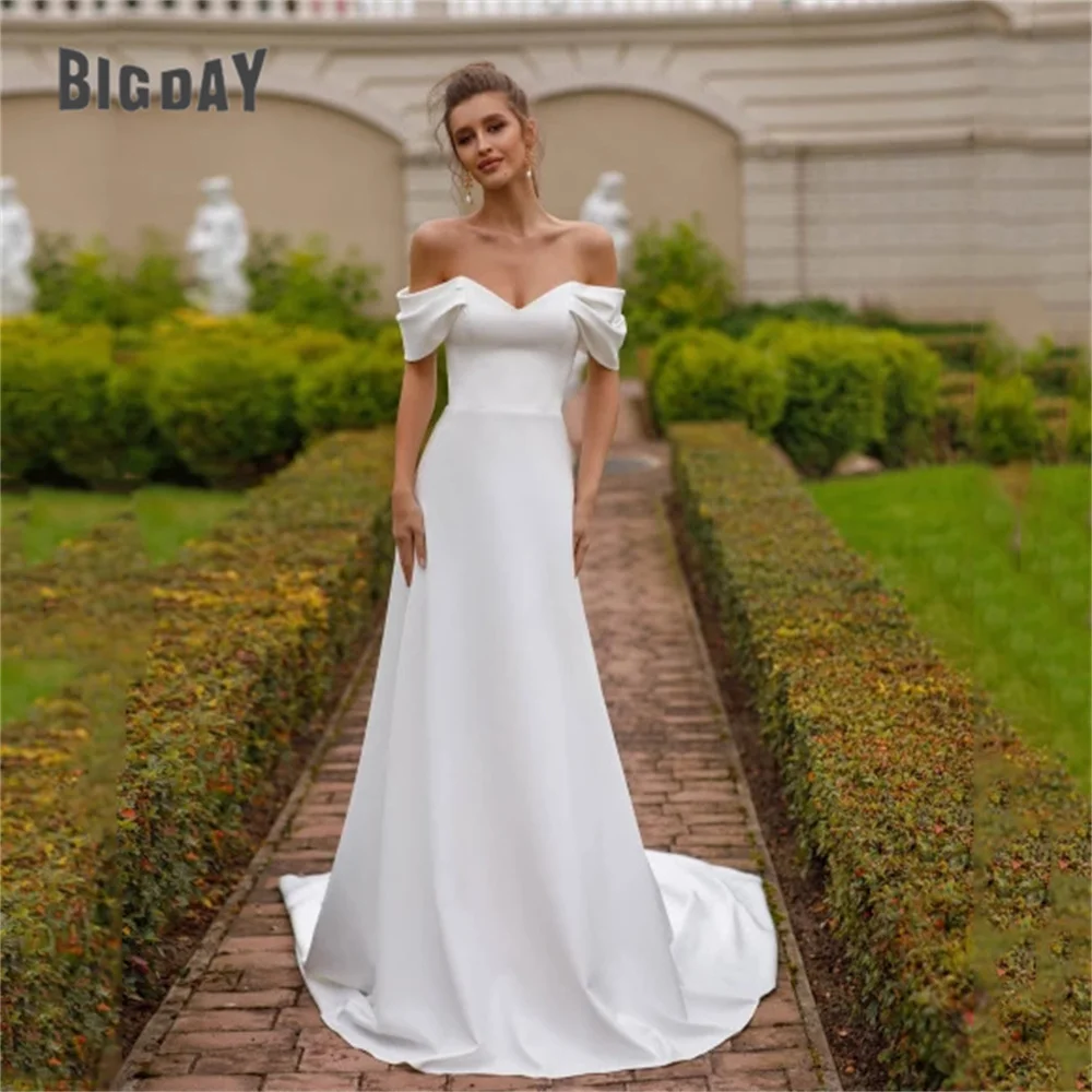 Classic Off The Shoulder Mermaid Wedding Dresses Women 2025 V-Neck Open Back Pleat Bridal Gowns Vestidos De Noiva Customized 6 S462be4c55bde475d8a5c331a3e25d5dd7
