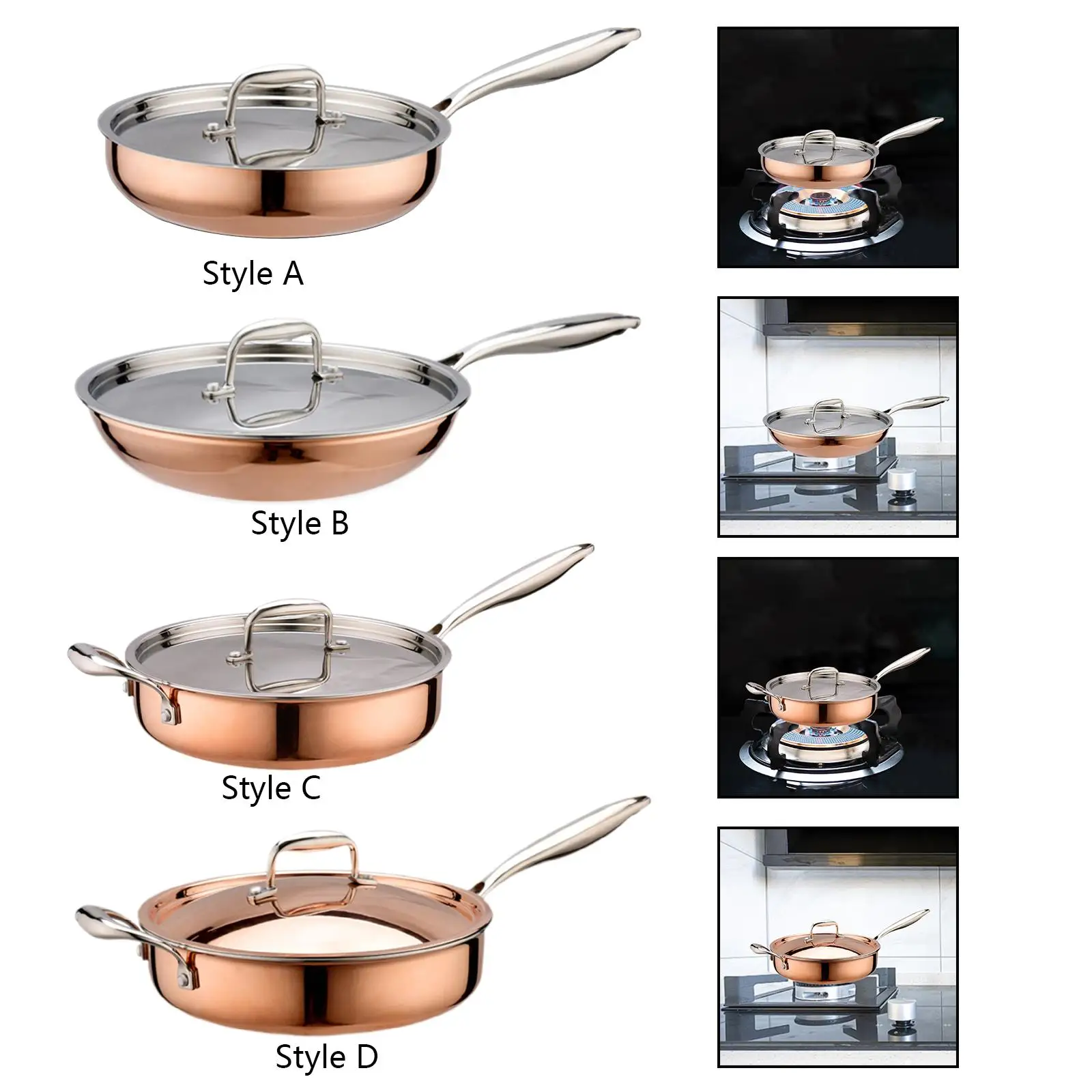 Stainless Steel Frying Pan Kitchen Round Saute Pan with Lid for Kitchen Rvs Stainless Steel Frying Pan Kitchen Round Saute Pan with Lid for Kitchen Rvs