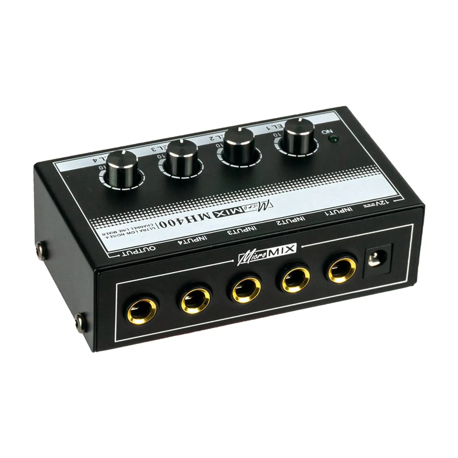 Professional 4-Channel Audio Mixer for Microphones and Instruments - Black