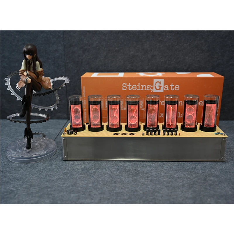 New arrival 8 LED Tubes World Line Rate of Change Detector Pseudo-Neon Tube Clock Steins Gate Hand-made Gift Replica Anime Model 2