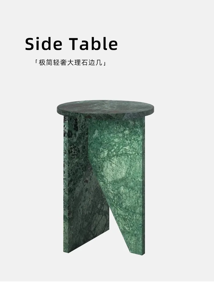Description Picture 2 of itemNordic Light Luxury Style Natural Marble Side Table Creative Simplicity Round Edge Table Home Art Coffee Table Size 40x40x55cm