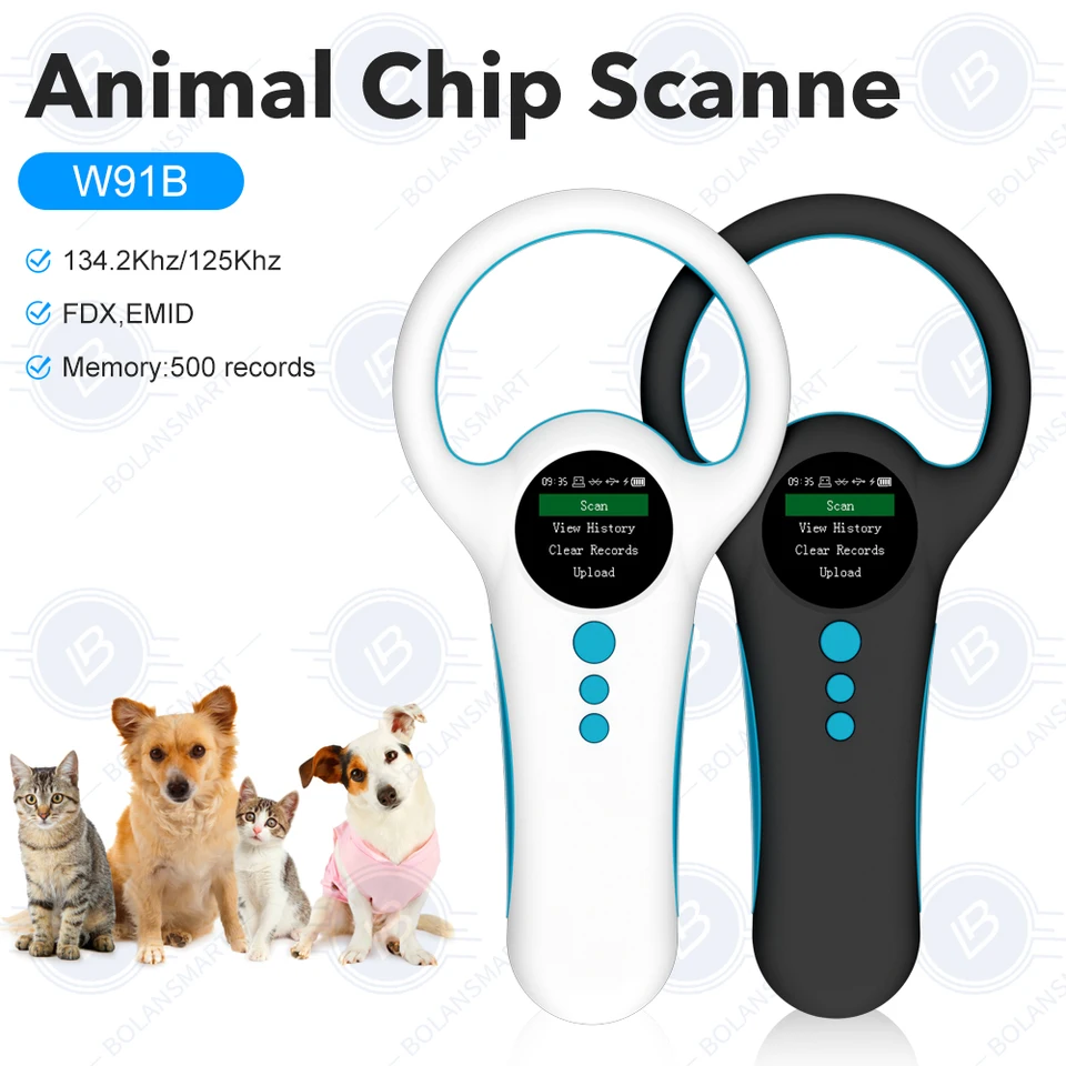 Pet Microchip Scanner, Animal Chip Reader Microchip Bluetooth Scanner for RFID Portable Handheld 134.2Khz / 125Khz Rechargeable Pet ID Microchip Reader