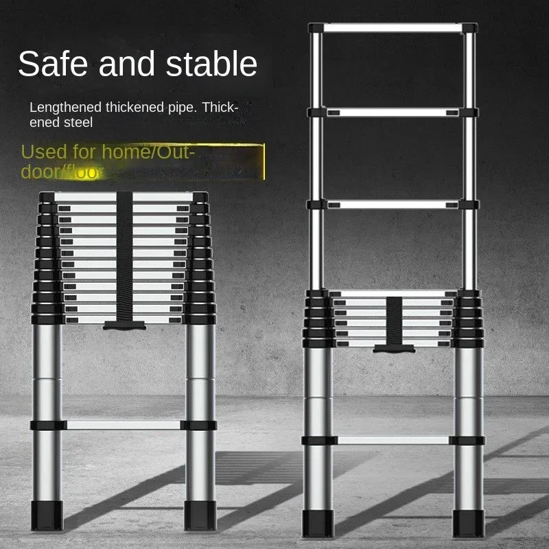 

2.7M 3.1M Lifting Straight Ladder, Multi-function Telescopic Ladder Household Ladder Portable Stainless Steel Folding Ladder