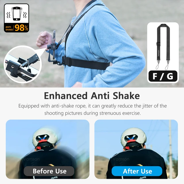 Vamson Chest Strap Rotate Phone Mount for iphone Smart Phone Belt Body Harness Holder for Gopro Hero 10 9 8 Insta360 Dji Camera 3