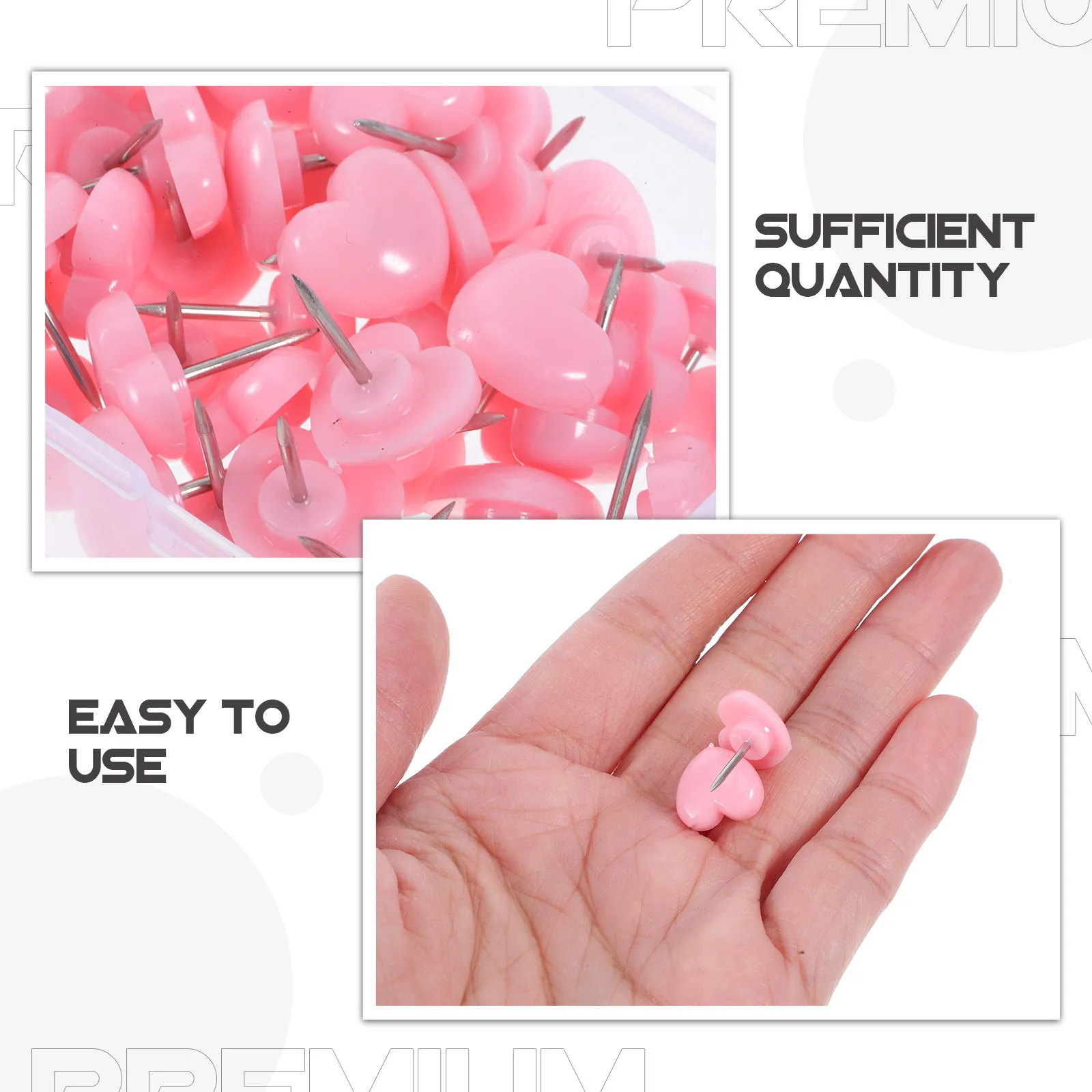 50개 하트 모양 푸시핀 장 압정 코르크보드 게시판 사무실 가정용 귀여운 플랫 헤드 지도 표시용