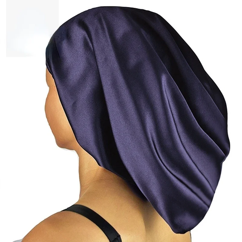 Luxury Pure Silk Hair Bonnet For Sleeping 100 Mulberry Silk Sleep Night Cap Long Hair Silk Turban Big Volume Curly Hair Headwrap 2