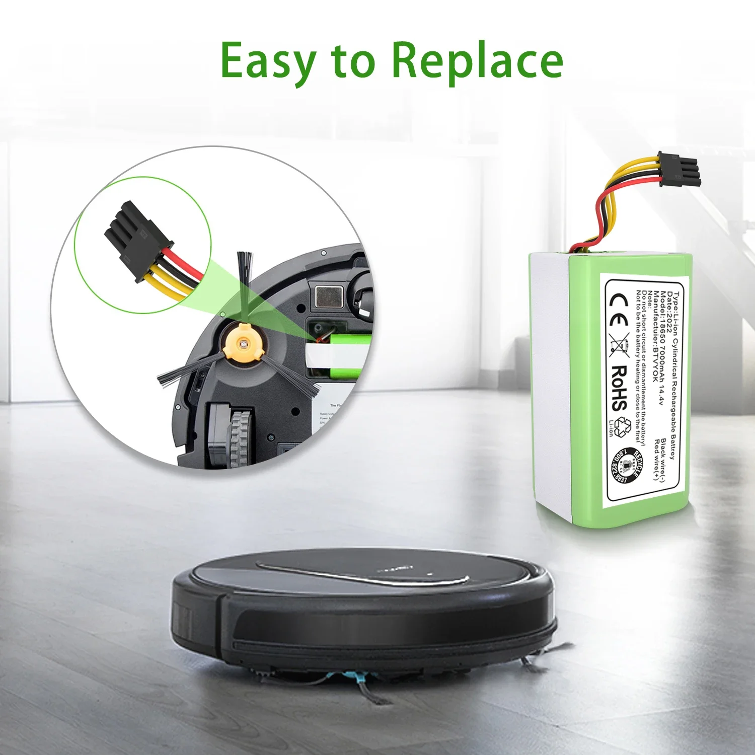 

Original 14.4v 7000mAh Li-Ion Battery for Cecotec Conga 1290 1390 1490 1590 Vacuum Cleaner Genio deluxe 370 gutrend echo 520