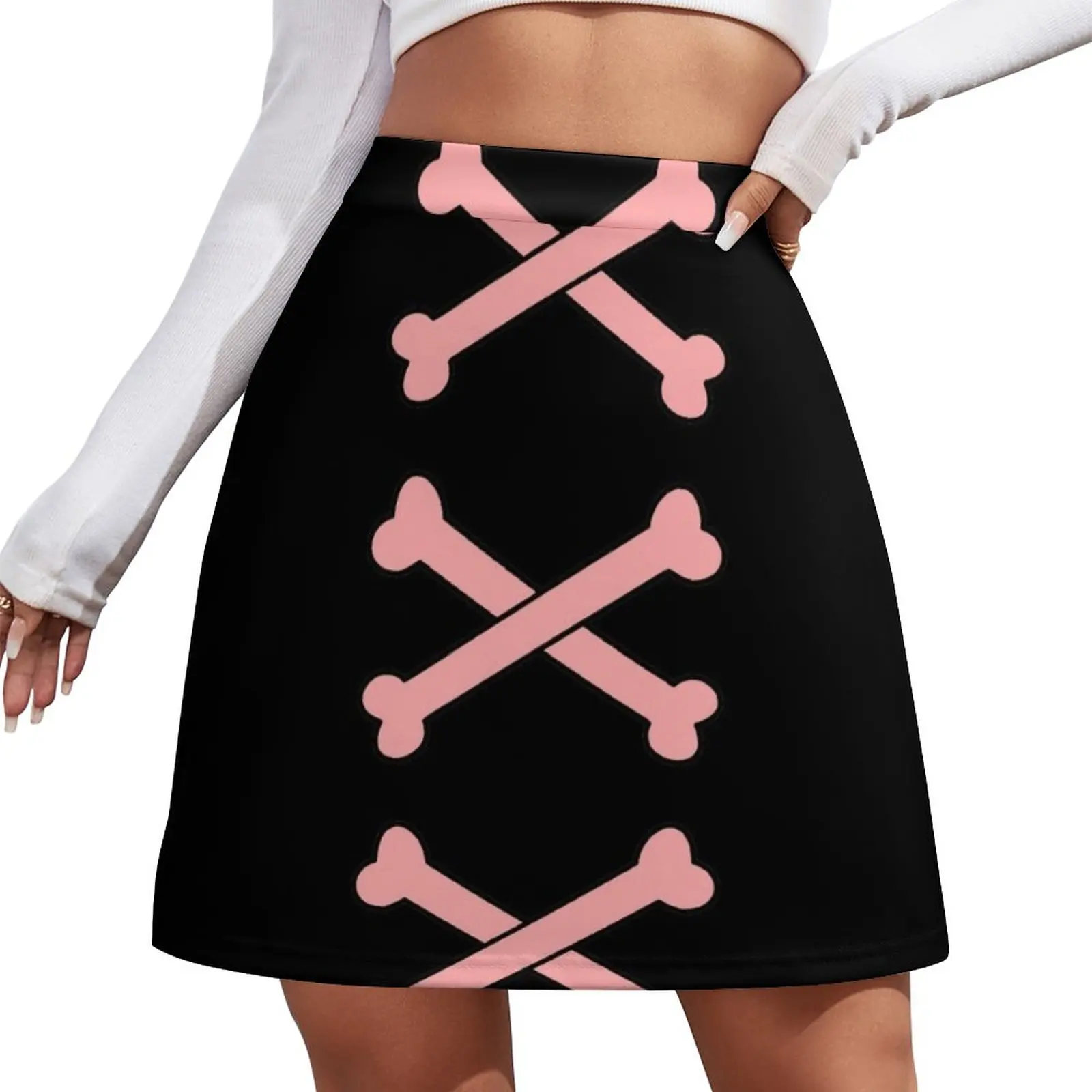 Cute Pink Cross Bones Mini Skirt Skirt pants skirt for women