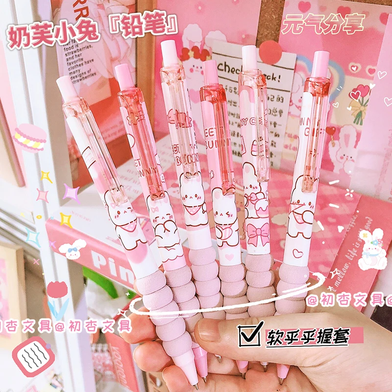 Automatic Mechanical Pencil 0.5 mm Kawaii Rabbit Writing Pencils School Stationery Supplies Aesthetic Pretty Stationery pretty love эрекционное виброкольцо prettylove rabbit vibrator