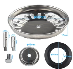 Stainless Steel Kitchen Sink Strainer and Waste Plug Filter Basket - 84mm