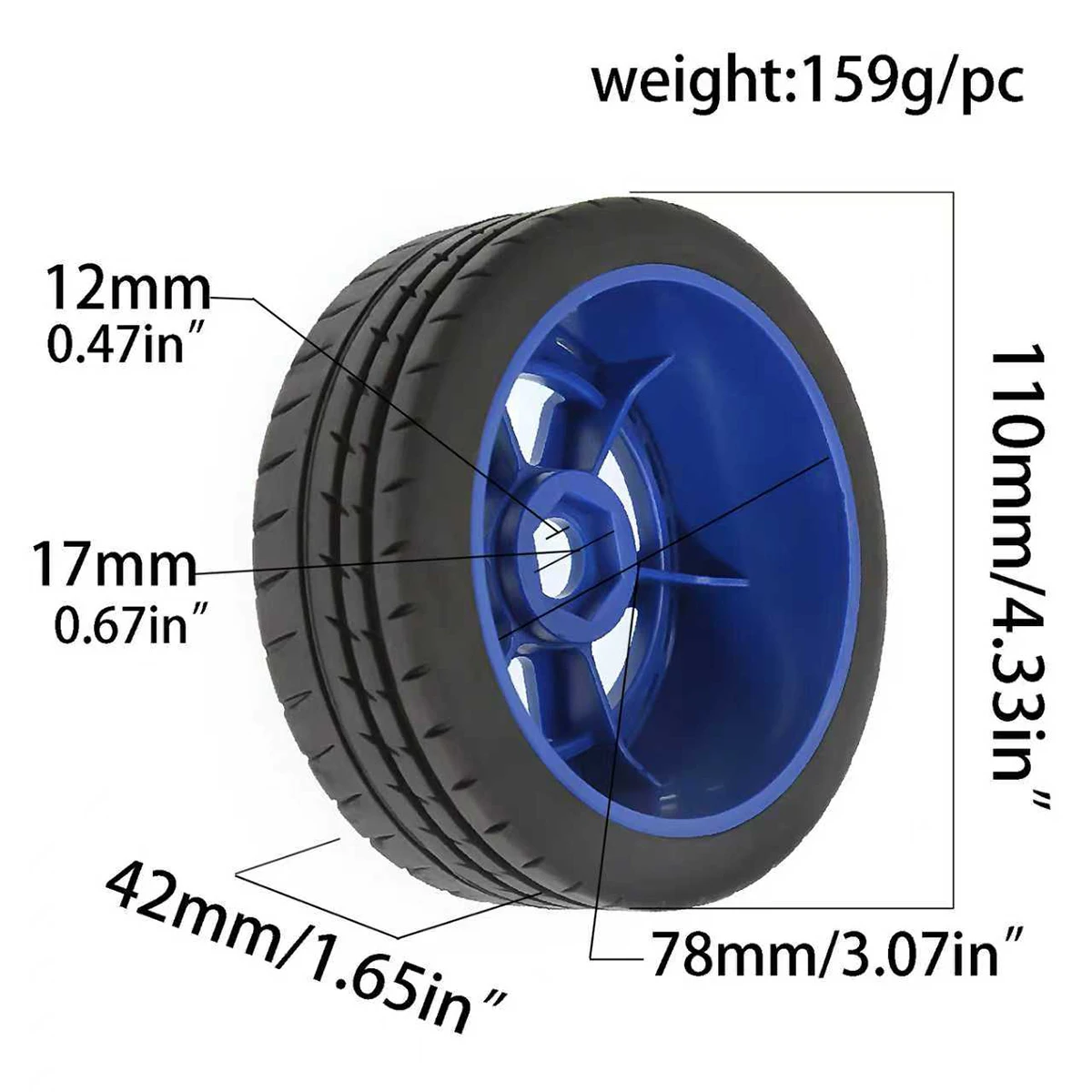 4 Pneus de Voiture RC 1/10 - Blanc, Bleu, Vert, Noir - Haute Qualité