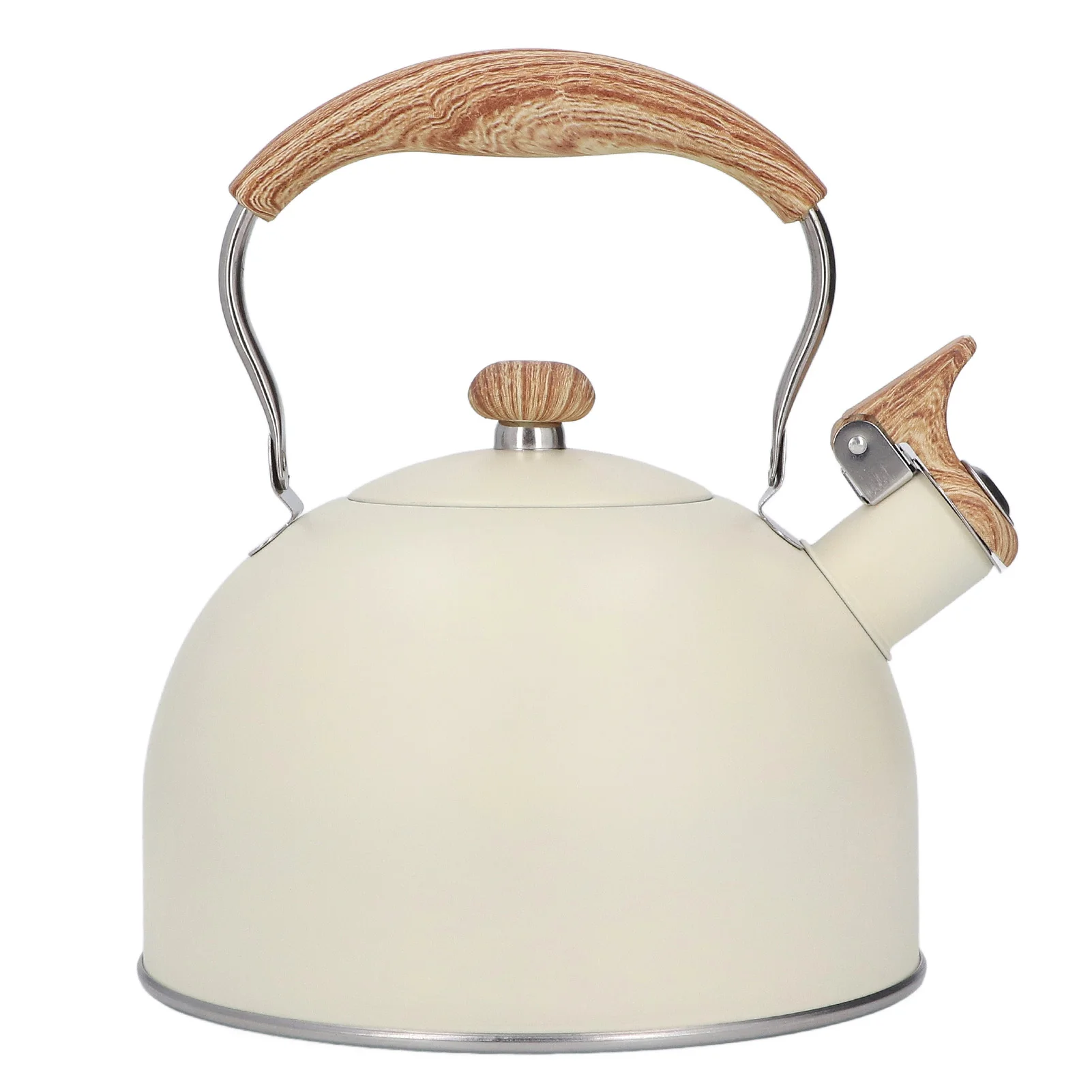 Tetera de acero inoxidable de 2,5l, tetera silbante Beige con mango, accesorios de cocina
