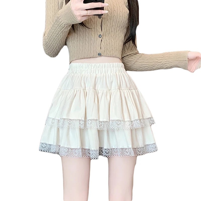 y2k Mini Skirt Women Coquette Clothes Lolita Fairycore High Elastic Tiered Ruffle Skirts Goth Lolita Skirts Streetwear