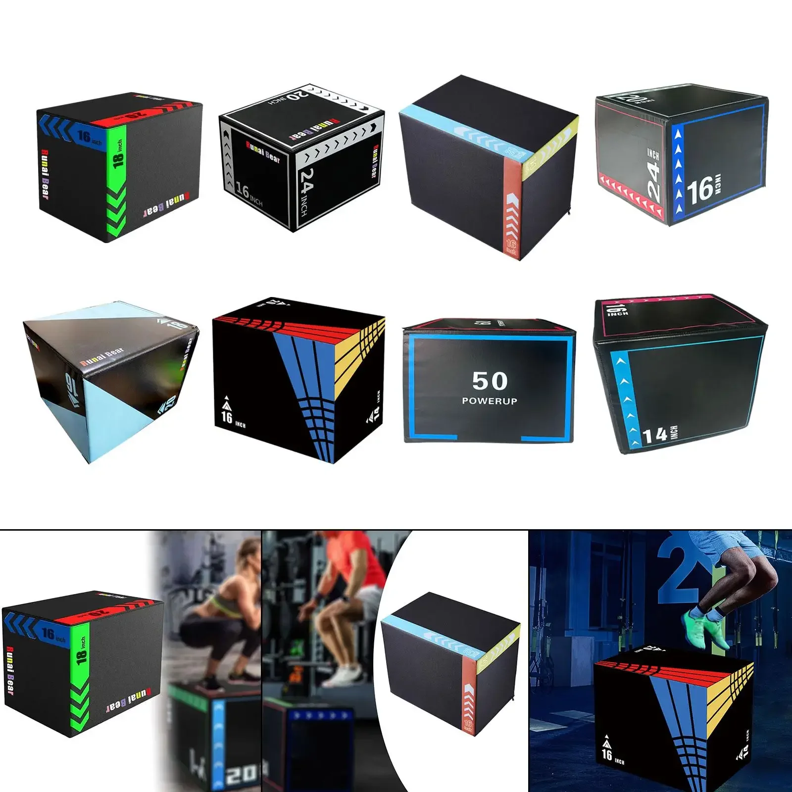 Plyometric Jump Box High Density Sweatproof Multifunctional Strength Training for Gym Conditioning Workout Home Exercise