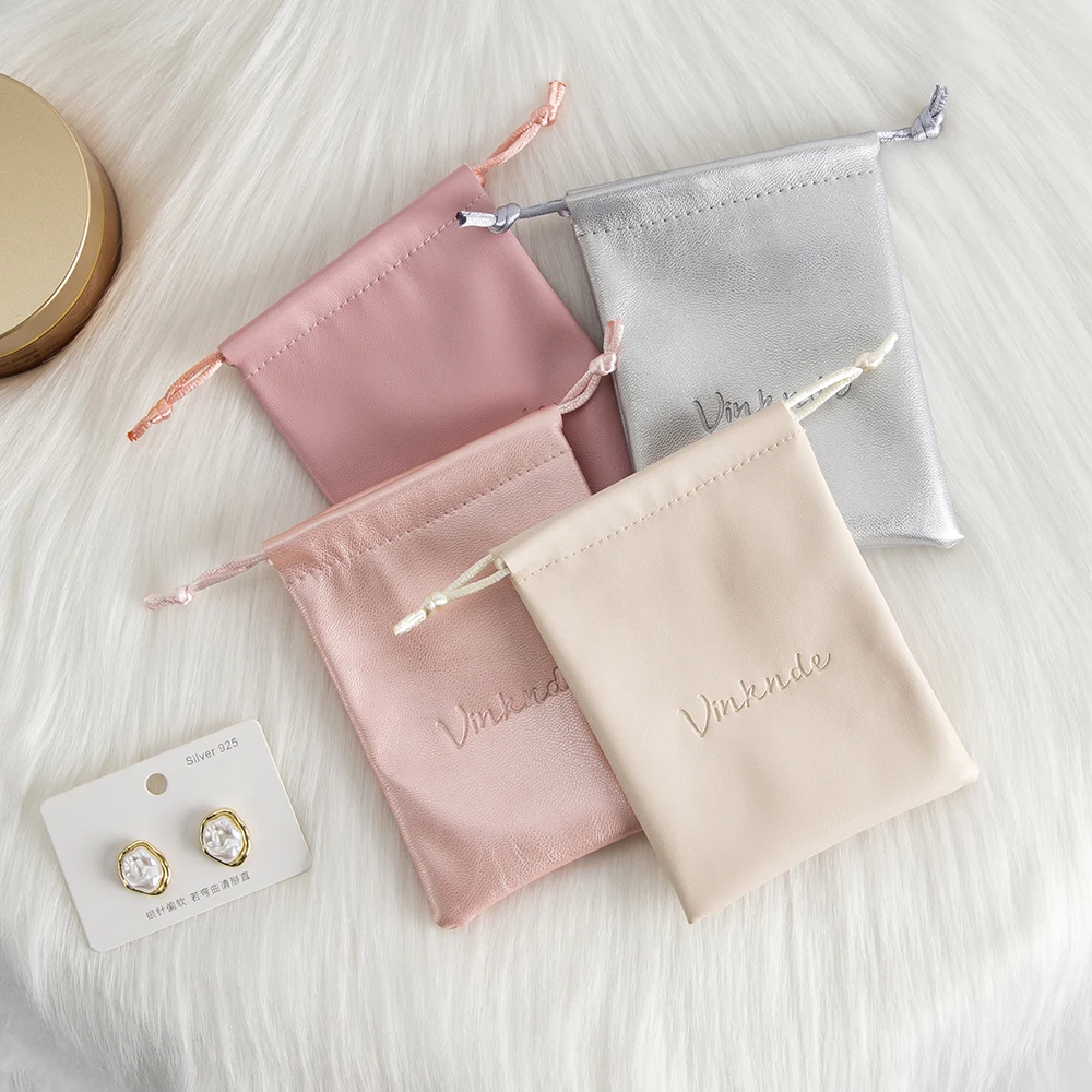 Personalisierte PU-Leder Geschenktasche Schmuckbeutel mit Kordelzug für Ringe, Ohrringe, Halsketten und Armbänder – DIY-Verpackungsorganizer – Detail 5