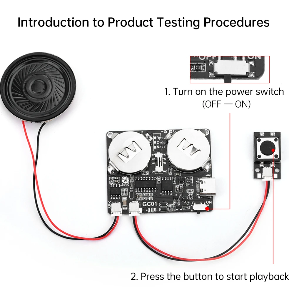 DIY Music Greeting Card Sound Module with Speaker 8M Music Voice Player Programmable Board Button Control Switch For DIY Gift
