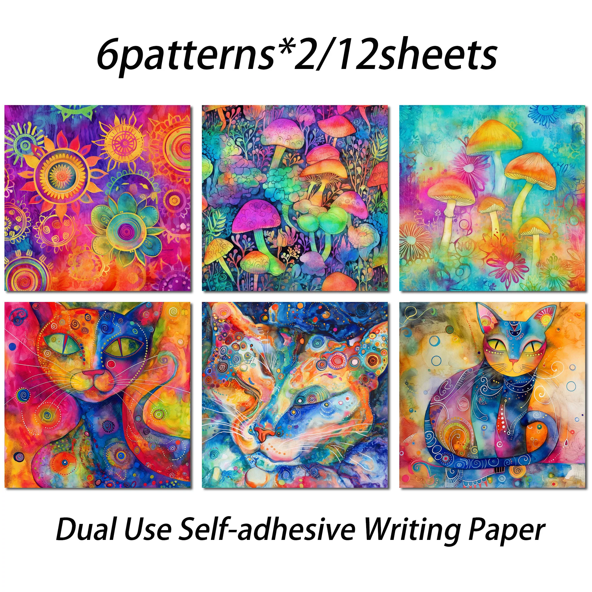 Scrapbooking Supplies 24sheets(12stickers+12papers) 6*6in Size DIY Watercolor Style For Journal Arts Gift Packaging