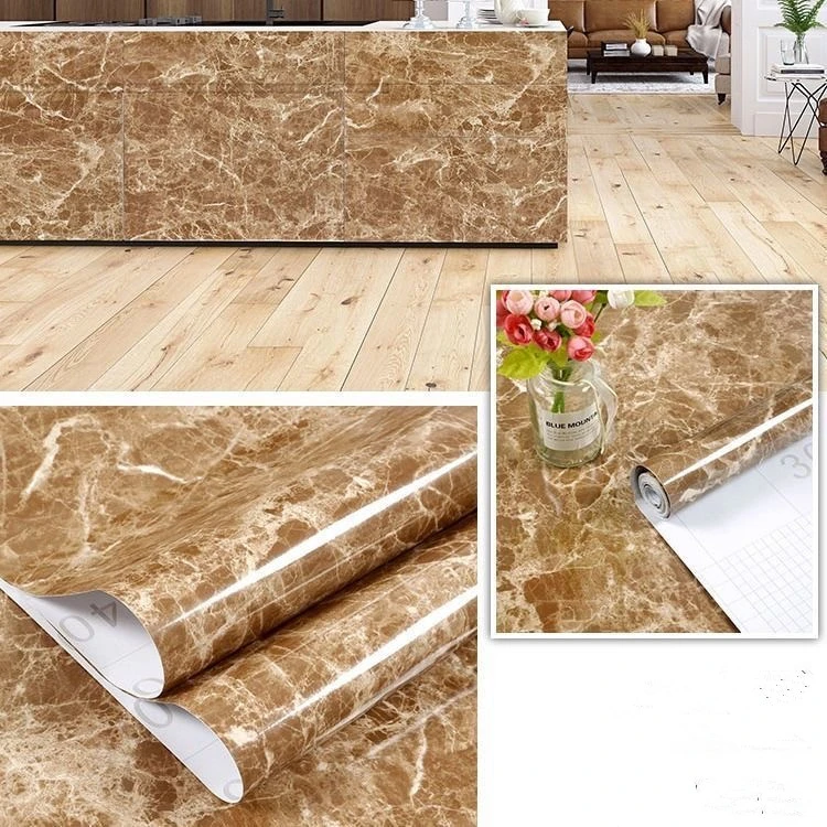 Waterproof And Oil Marble Vinyl Film Self Adhesive Wallpapers for