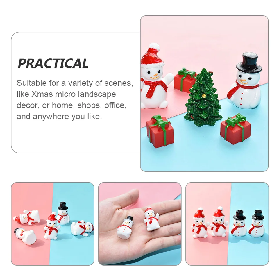 10 Pcs Micro-paysage De Bonhomme Neige Mini Figurines Ornements Résine