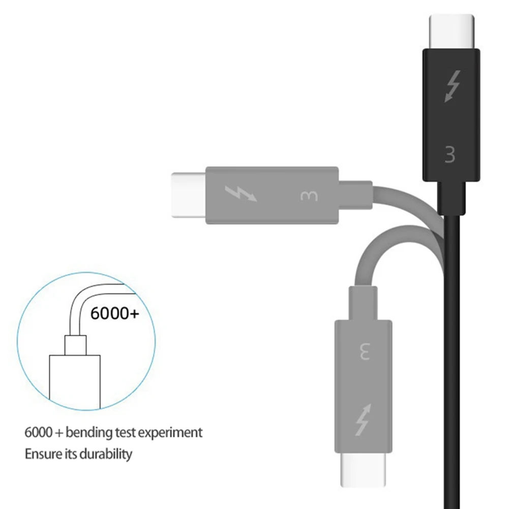 썬더볼트 3 데이터 케이블용 2X Typec 케이블 40Gbps 최대 속도 100W 고속 충전 5K 전송 50Cm