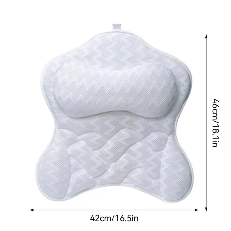 Bath Pillow For Bathtub Support Neck With Non-Slip Suction Cups Breathable 4D Shower Pillows Skin-Friendly Tub Pillows for Neck