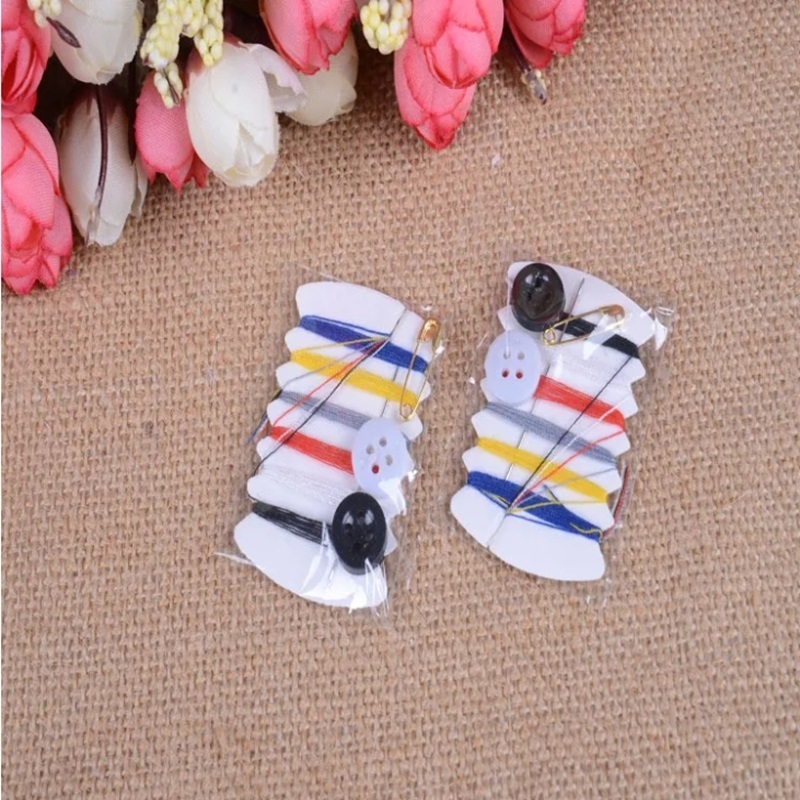 5 Packs Hotel Sewing Kit Finger Thimble Platform Needle Threader Household Portable Mini Sewing Bag