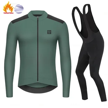 Ruadax 남성용 보온 플리스 사이클링 세트, 자전거 의류, 탑 사이클링 저지, 스포츠 자전거, MTB 라이딩 따뜻한 재킷, 최신 겨울