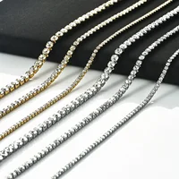 Collier brillant en acier inoxydable pour hommes et femmes, or, argent, largeur de document 2, 3, 4mm, tour de cou de la présidence avec biscuits, bijoux cadeaux 3