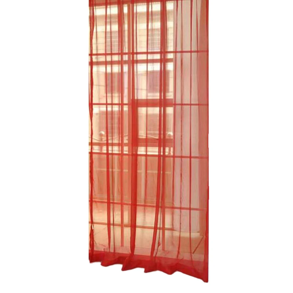 

Занавески из прозрачной вуали, 1 шт., для гостиной, украшение для окна спальни Voiles, тюлевые занавески, красная вуаль, 2x1 м, брендовые новые занавески