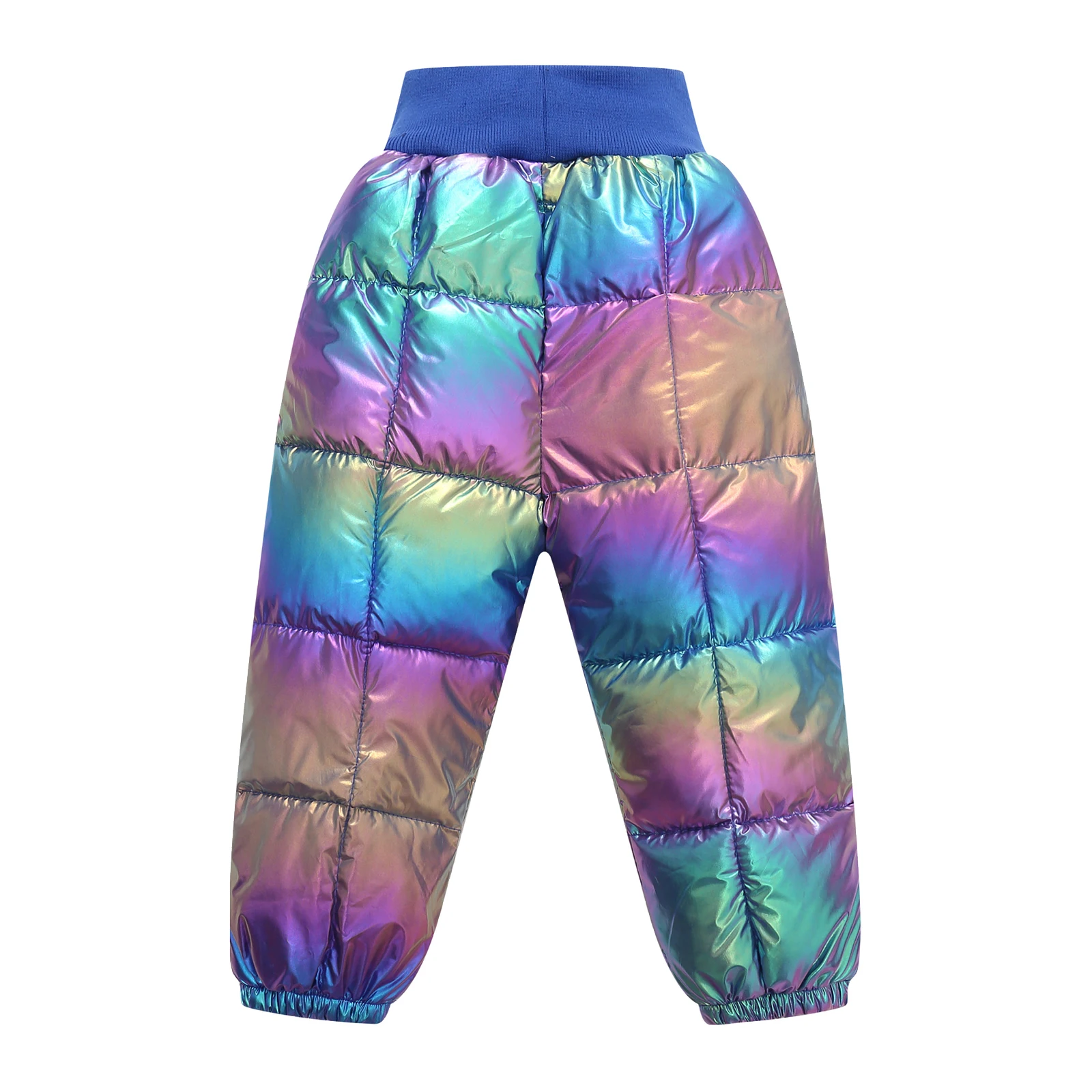 New Kids down Cotton Pants Outdoor Snow Play Ski Colorful Elastic High Waist Pants Winter Daily Fashion Warm for 2-7years