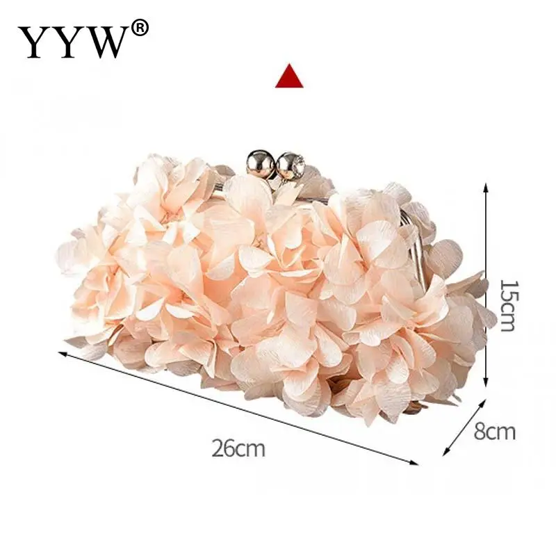 Fashion Brand Floral Bride Handbag Soft Cloth Metal Top Clutch Purse Bag Casual Solid Color Flower Tote Bag Crossbody Satchels